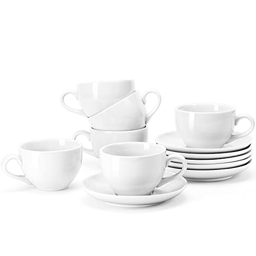 Yedio Porcelain Coffee Cups with Saucers - Set of 6