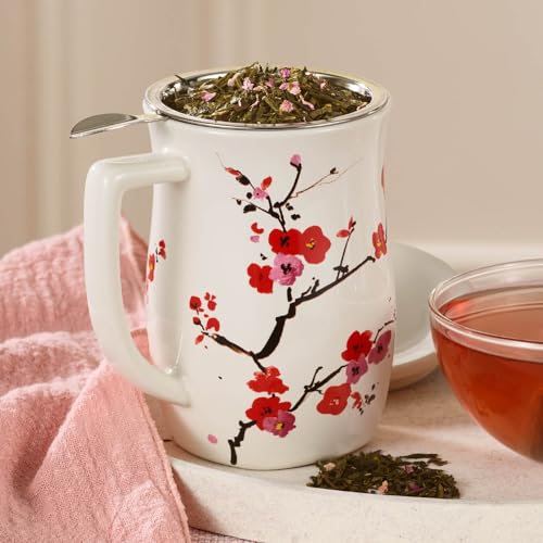 Sakura Ceramic Tea Mug with Infuser 14 oz