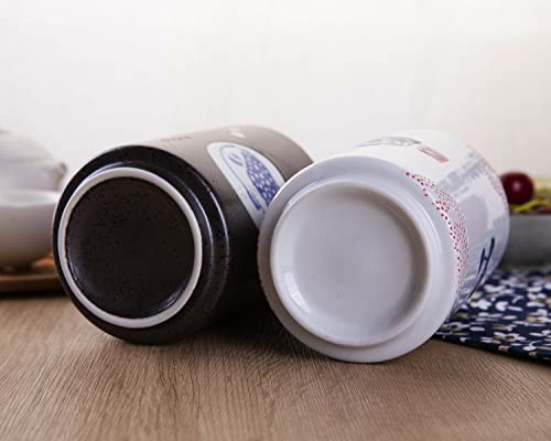 Puffer Pattern Handle-less Ceramic Tea Cups Set