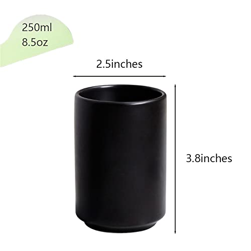 Khanjuan Handleless Japanese Ceramic Tea Cups - Black