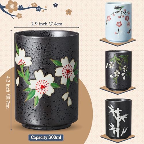Sakura Handleless Ceramic Japanese Tea Cups Set