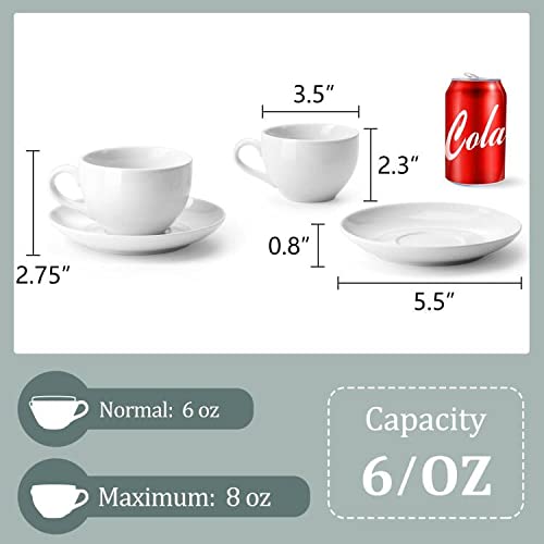 Yedio Porcelain Coffee Cups with Saucers - Set of 6