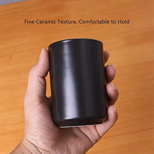 Khanjuan Handleless Japanese Ceramic Tea Cups - Black