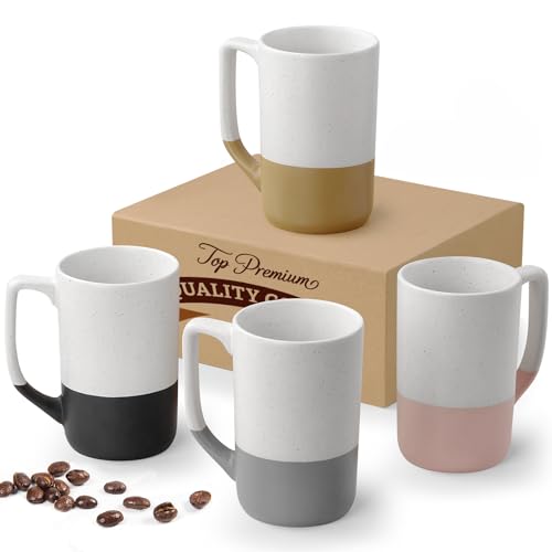 Set of 4 Ceramic Coffee Mugs with Handles