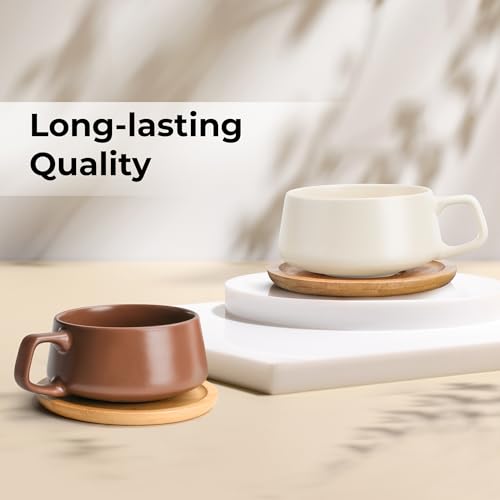 Luxe Beige Pastel Ceramic Tea Cups Set of 4