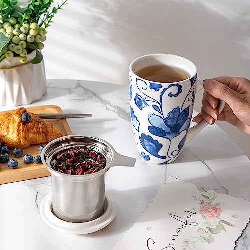 Large Ceramic Tea Mug with Infuser and Lid