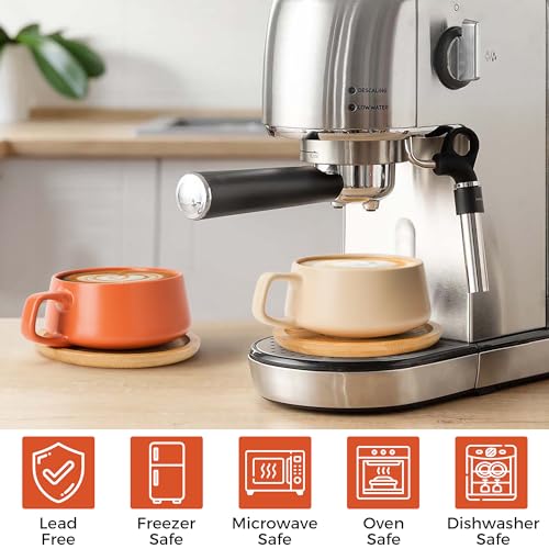 Luxe Beige Pastel Ceramic Tea Cups Set of 4