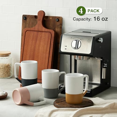 Set of 4 Ceramic Coffee Mugs with Handles