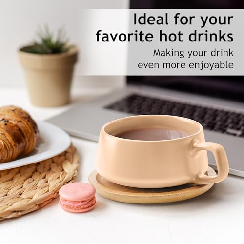 Luxe Beige Pastel Ceramic Tea Cups Set of 4