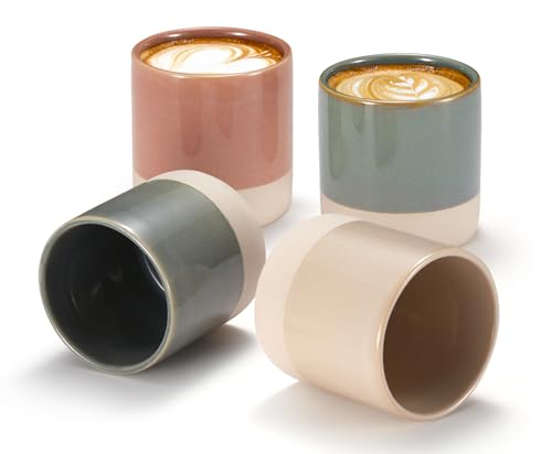 KooK Artisanal Stoneware Latte Mugs, Set of 4