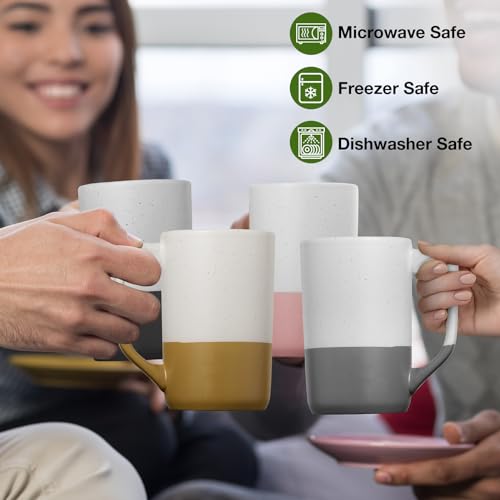 Set of 4 Ceramic Coffee Mugs with Handles