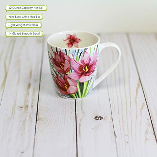 Floral Porcelain Tea and Coffee Mug Set
