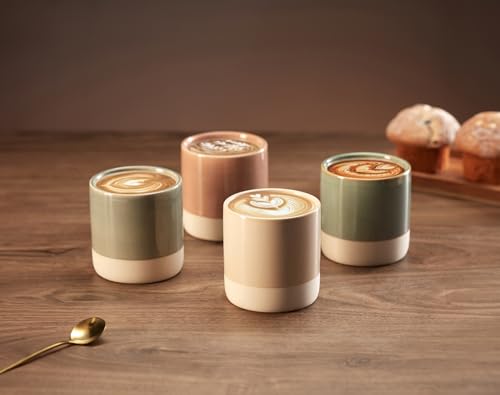 KooK Artisanal Stoneware Latte Mugs, Set of 4