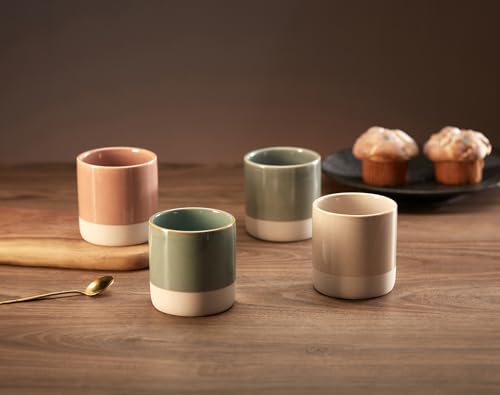 KooK Artisanal Stoneware Latte Mugs, Set of 4
