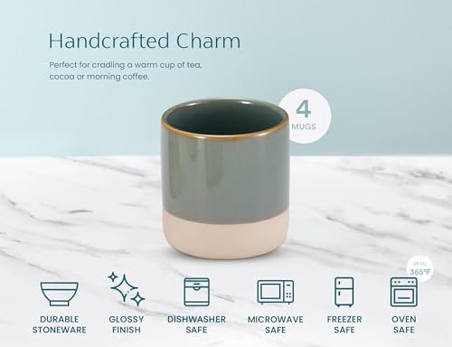 KooK Artisanal Stoneware Latte Mugs, Set of 4