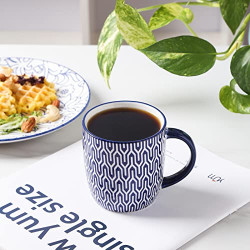 Vintage Blue Porcelain Coffee Mugs Set of 6