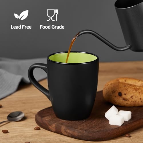 Matte Black Porcelain Coffee Mug Set – 6 Pack