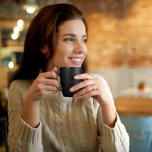 Matte Black Porcelain Coffee Mug Set – 6 Pack