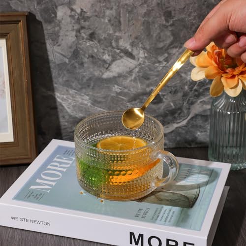 Moretoes Vintage Glass Coffee Mugs - 14oz Set