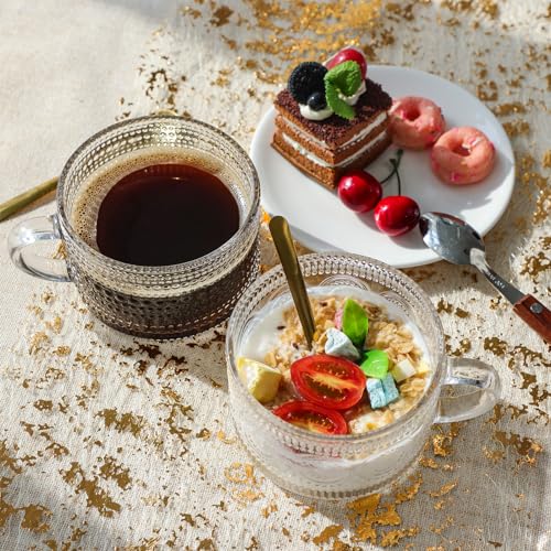 Moretoes Vintage Glass Coffee Mugs - 14oz Set