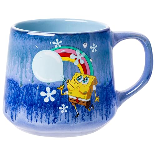 SpongeBob Floral Reactive Glaze Pottery Mug 18oz