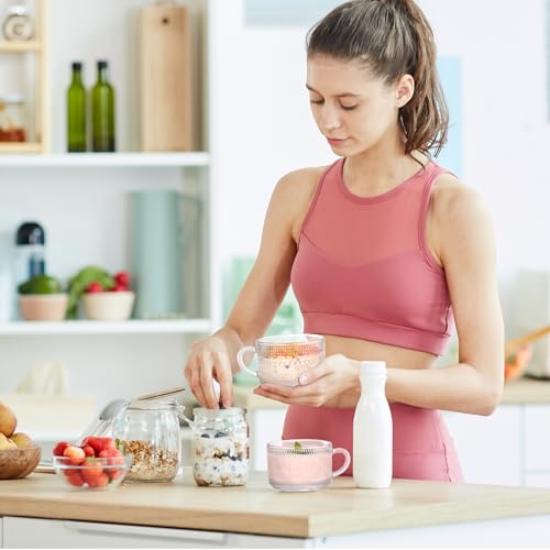 Moretoes Vintage Glass Coffee Mugs - 14oz Set