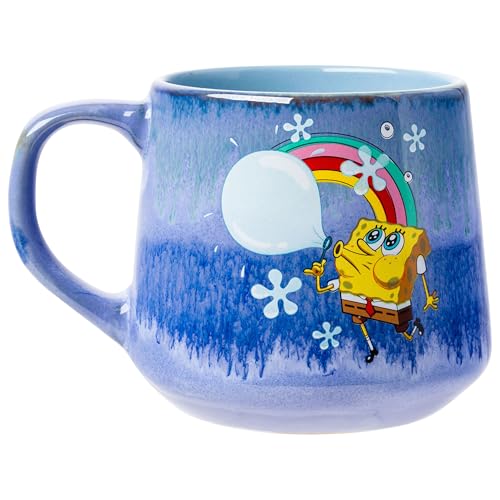 SpongeBob Floral Reactive Glaze Pottery Mug 18oz