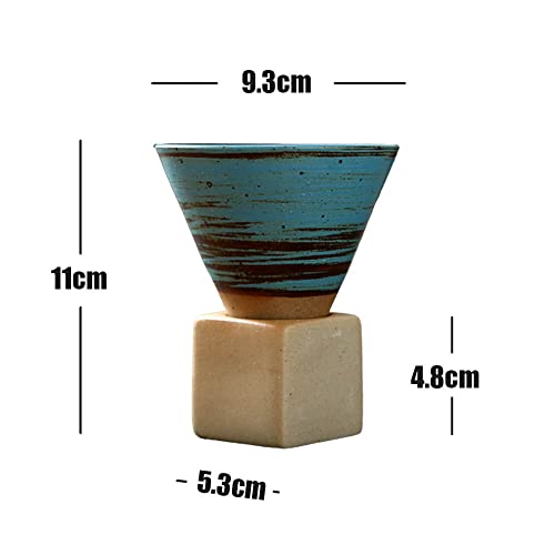 Blue Japanese Ceramic Funnel Tea Coffee Mug