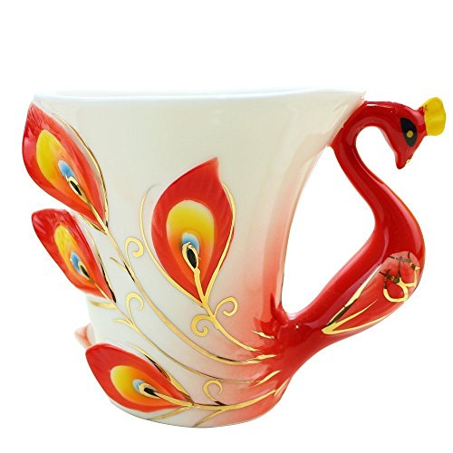 Peacock Theme Fine China Tea Cup & Saucer