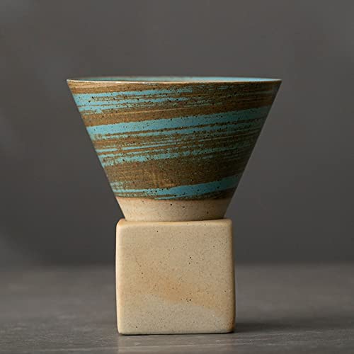 Blue Japanese Ceramic Funnel Tea Coffee Mug