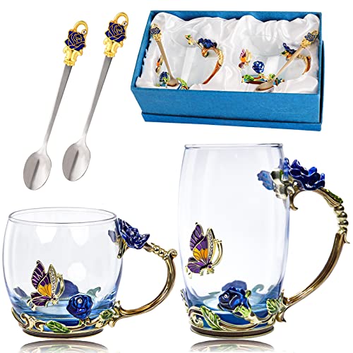 DUMVOIN Fancy Rose Enamel Tea Cup Set