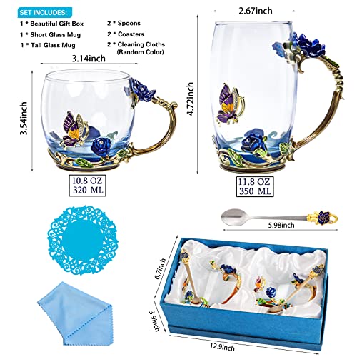 DUMVOIN Fancy Rose Enamel Tea Cup Set
