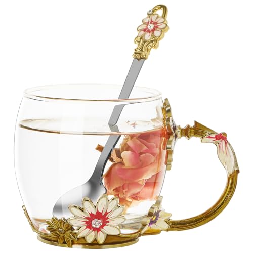 Enamel Daisy Flower Tea Cup Set for Mom