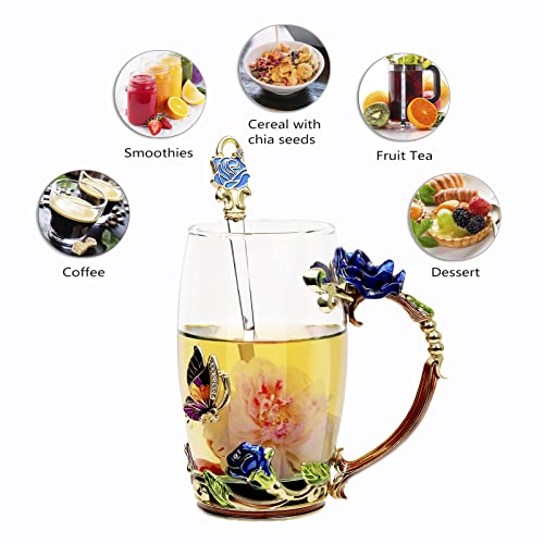 DUMVOIN Fancy Rose Enamel Tea Cup Set