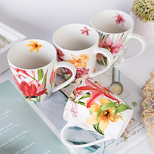 Floral Porcelain Tea and Coffee Mug Set