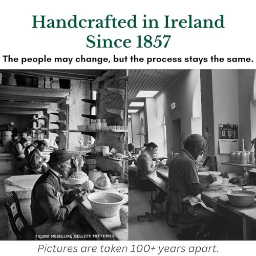 Set of 2 Belleek Shamrock Basketweave Mugs