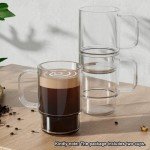 Aquach Glass Mug 22 Ounces 2pcs Stackable Clear Coffee Tea Juice Cup Drinking Glasses
