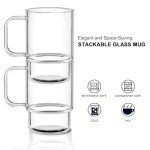 Aquach Glass Mug 22 Ounces 2pcs Stackable Clear Coffee Tea Juice Cup Drinking Glasses