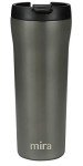 MIRA 16 oz Stainless Steel Insulated Travel Mug with lid - Spill Proof Vacuum Insulated Car Tumbler Cup for Coffee & Tea - Thermos Keeps Drinks Steaming Hot or Ice Cold - Gray Satin