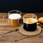 PARACITY Set of 2 Clear Glass Coffee Mugs