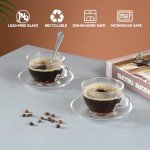 GURUDAR Glass Teacup and Saucer Set, 6 Pack