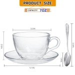 GURUDAR Glass Teacup and Saucer Set, 6 Pack