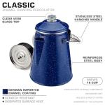 COLETTI Classic Percolator Coffee Pot — Camping Coffee Percolator, Campfire Coffee Pot – Camping Percolator for Groups — Brew for the Whole Campsite (Blue, 18 Cup)