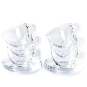 Tosnail 6-Pack Glass Tea Cups and Saucers