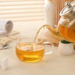 Set of 2 Clear Borosilicate Glass Tea Cups