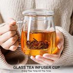 Lezero Glass Tea Cup with Strainer and Lid