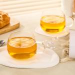 Set of 2 Clear Borosilicate Glass Tea Cups