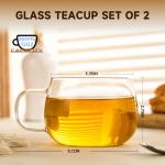 Set of 2 Clear Borosilicate Glass Tea Cups