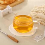 Set of 2 Clear Borosilicate Glass Tea Cups