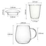 Lezero Glass Tea Cup with Strainer and Lid